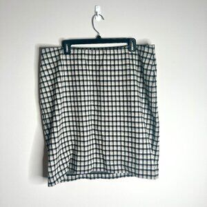 J. Jill Ponte Knit Gray Black Heather Plaid Stretch Pencil Skirt Academia Sz XL